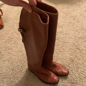 Coach knee boots. Camel leather. Fall boots.